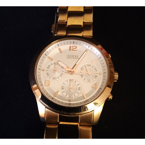 Womens Guess Waterpro U13578L5 Quartz Analog Gold Color Ladies Chronograph Watch - Picture 2 of 7